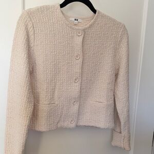 Uniqlo Off-White Textured Knit Jacket